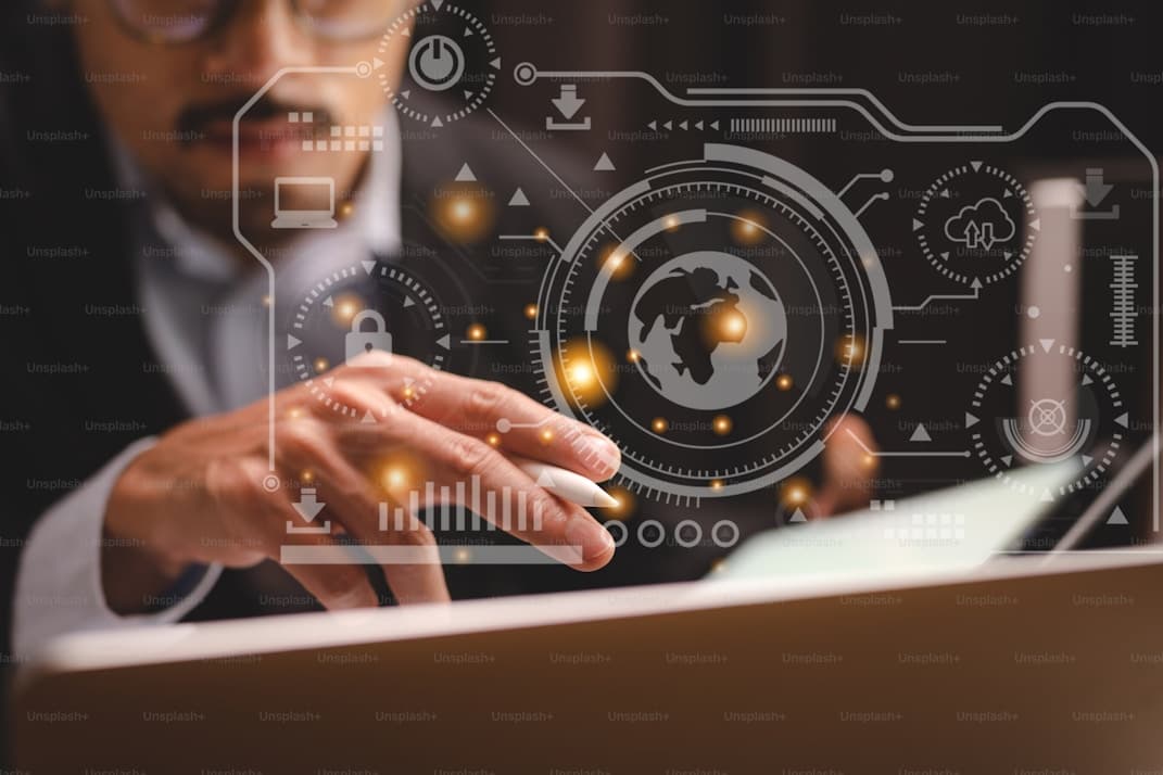 Professional working with enterprise technology